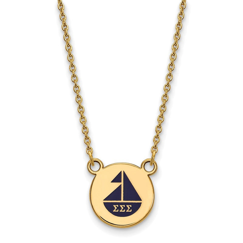 Vergoldet Sterlingsilber Logoart Sigma Sorority Symbol Klein Farbe Emaille Anhänger 18 Zoll Halskette