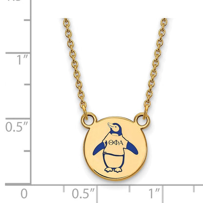 Vergoldet Sterlingsilber Logoart Theta Phi Alpha Sorority Symbol Klein Farbe Emaille Anhänger 18 Zoll Halskette