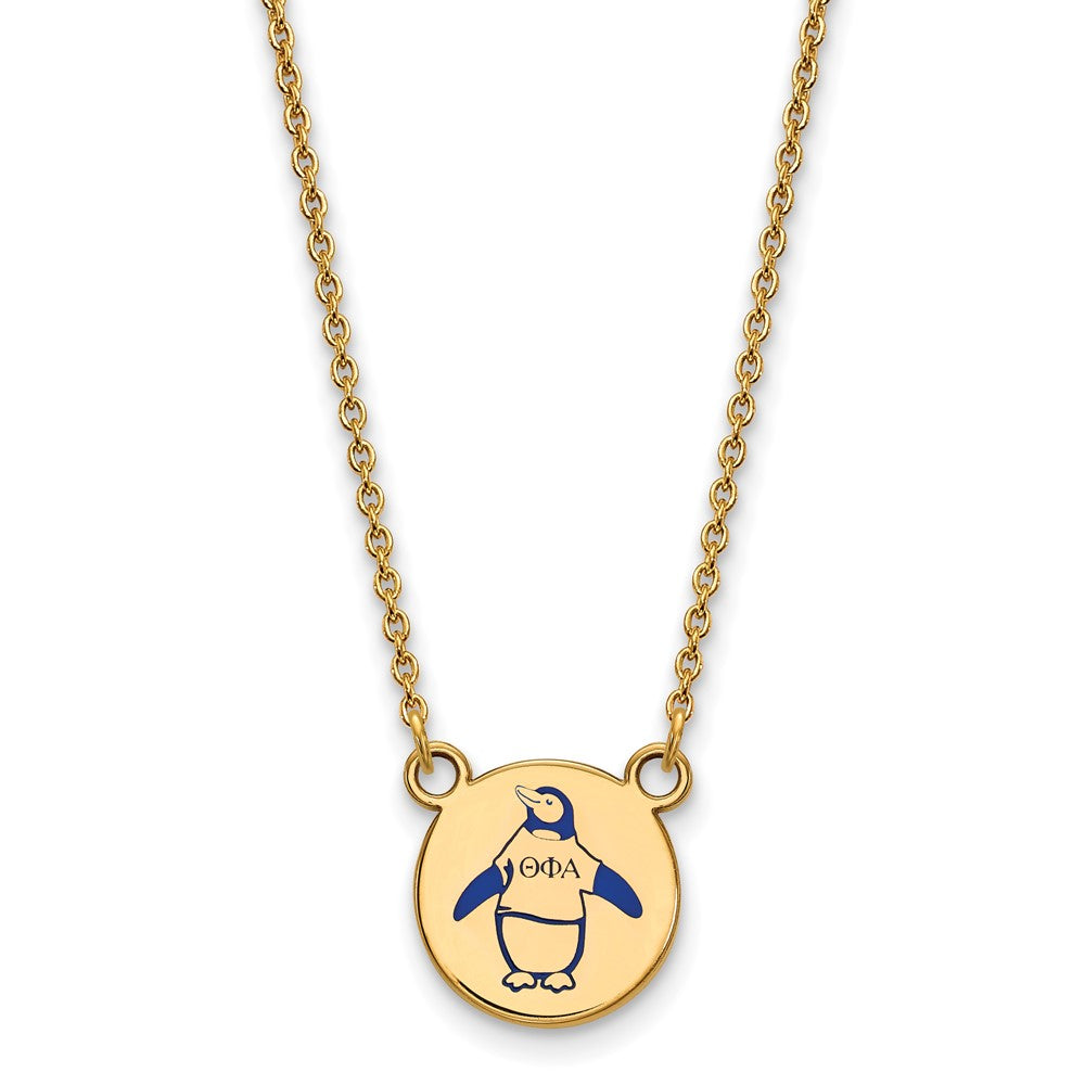 Vergoldet Sterlingsilber Logoart Theta Phi Alpha Sorority Symbol Klein Farbe Emaille Anhänger 18 Zoll Halskette
