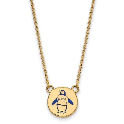 Vergoldet Sterlingsilber Logoart Theta Phi Alpha Sorority Symbol Klein Farbe Emaille Anhänger 18 Zoll Halskette