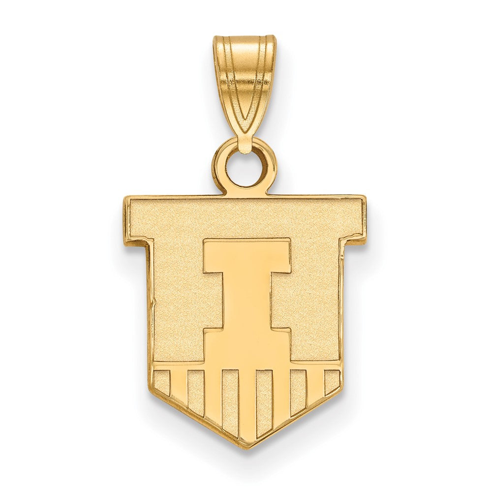 Vergoldet Sterlingsilber Logoart University Of Illinois Victory Abzeichen Klein Anhänger