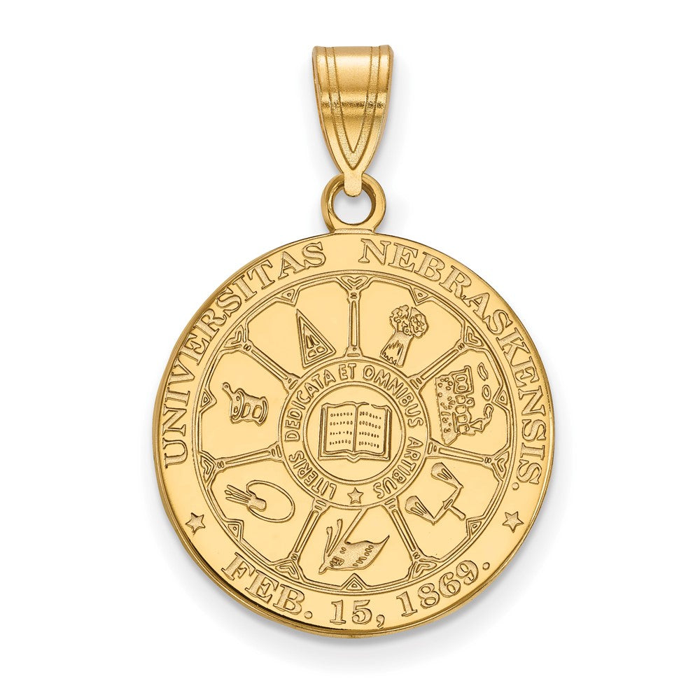 Vergoldet Sterlingsilber Logoart University Of Nebraska Groß Wappen Anhänger