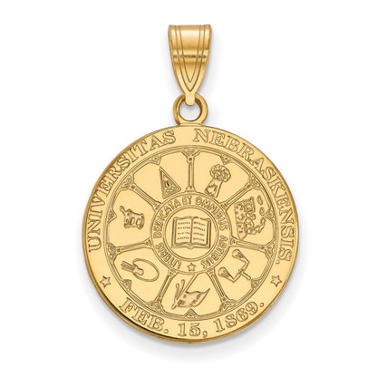 Vergoldet Sterlingsilber Logoart University Of Nebraska Groß Wappen Anhänger