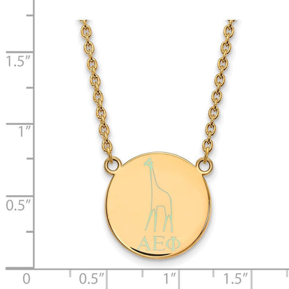 Vergoldet Sterlingsilber Logoart Alpha Epsilon Phi Sorority Symbol Groß Farbe Emaille Anhänger 18 Zoll Halskette