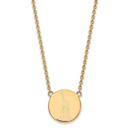 Vergoldet Sterlingsilber Logoart Alpha Epsilon Phi Sorority Symbol Groß Farbe Emaille Anhänger 18 Zoll Halskette