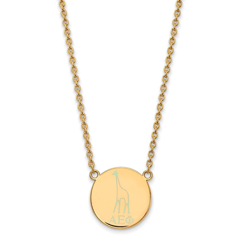 Vergoldet Sterlingsilber Logoart Alpha Epsilon Phi Sorority Symbol Groß Farbe Emaille Anhänger 18 Zoll Halskette