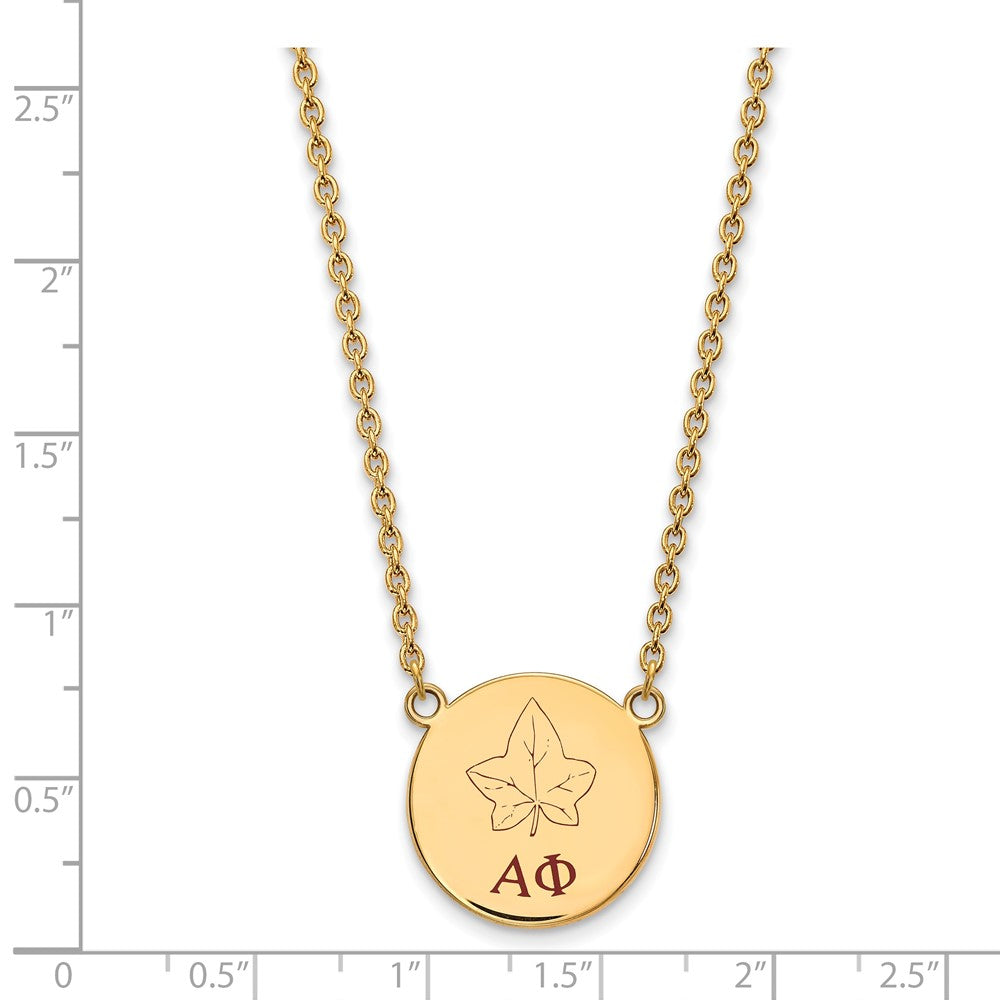 Vergoldet Sterlingsilber Logoart Alpha Phi Sorority Symbol Groß Farbe Emaille Anhänger 18 Zoll Halskette