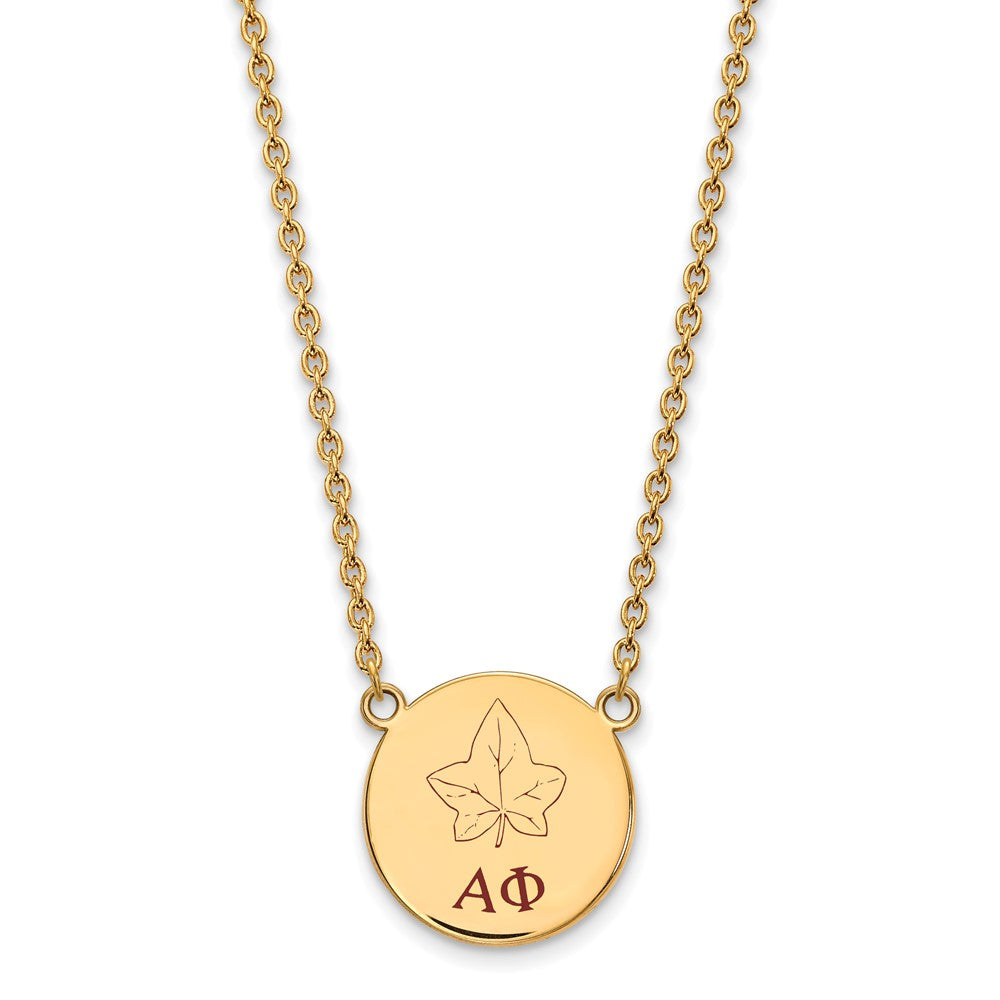 Vergoldet Sterlingsilber Logoart Alpha Phi Sorority Symbol Groß Farbe Emaille Anhänger 18 Zoll Halskette