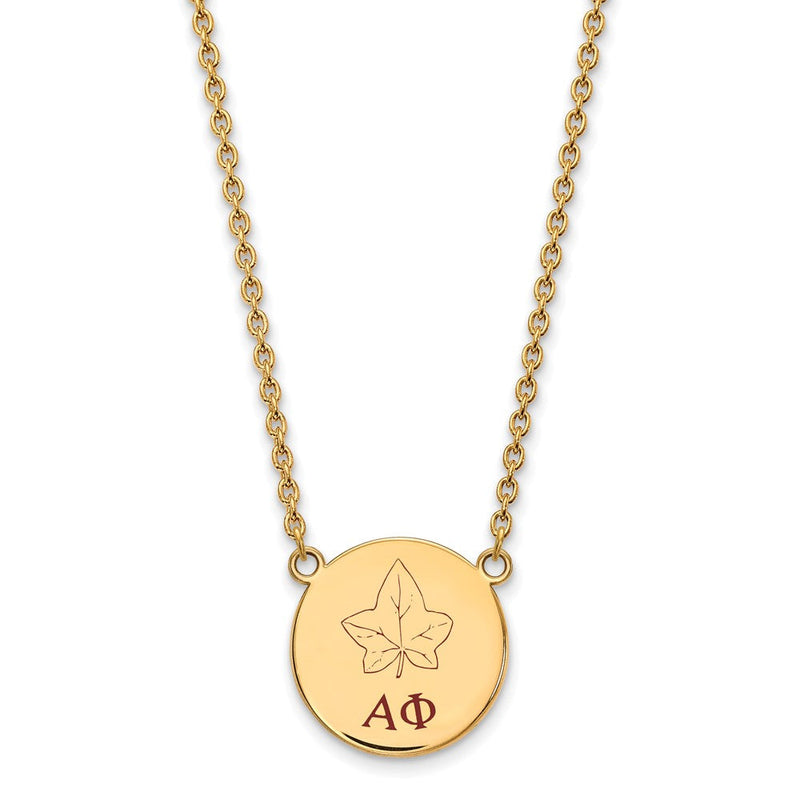 Vergoldet Sterlingsilber Logoart Alpha Phi Sorority Symbol Groß Farbe Emaille Anhänger 18 Zoll Halskette