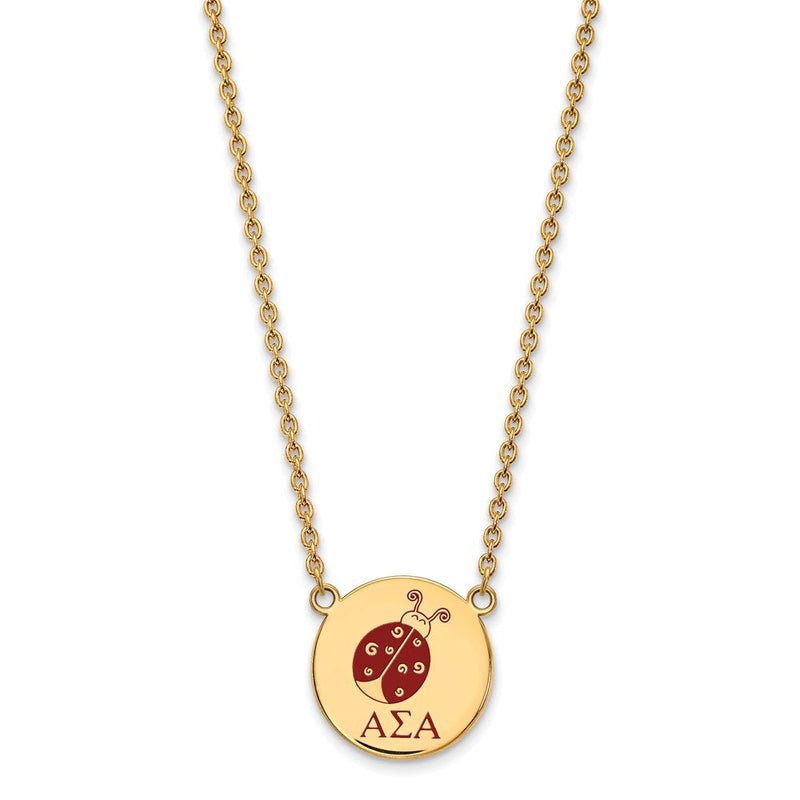 Vergoldet Sterlingsilber Logoart Alpha Sigma Sorority Symbol Groß Farbe Emaille Anhänger 18 Zoll Halskette