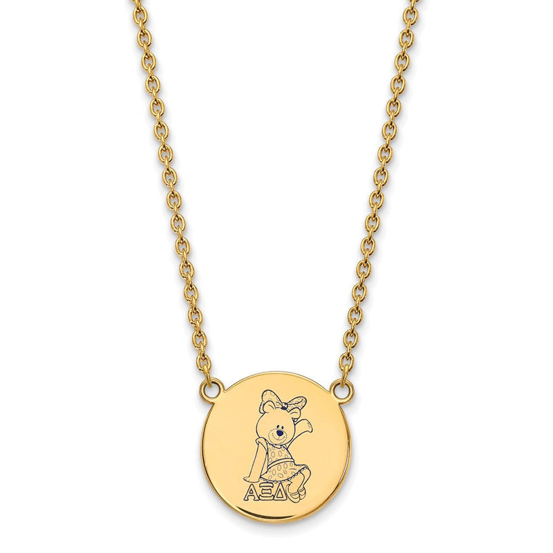 Vergoldet Sterlingsilber Logoart Alpha Xi Delta Sorority Symbol Groß Farbe Emaille Anhänger 18 Zoll Halskette
