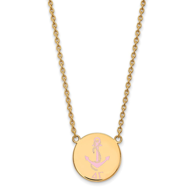 Vergoldet Sterlingsilber Logoart Delta Gamma Sorority Symbol Groß Farbe Emaille Anhänger 18 Zoll Halskette