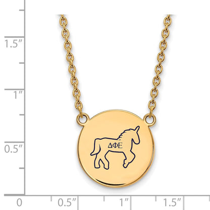 Vergoldet Sterlingsilber Logoart Delta Phi Epsilon Sorority Symbol Groß Farbe Emaille Anhänger 18 Zoll Halskette
