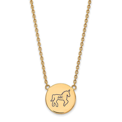 Vergoldet Sterlingsilber Logoart Delta Phi Epsilon Sorority Symbol Groß Farbe Emaille Anhänger 18 Zoll Halskette