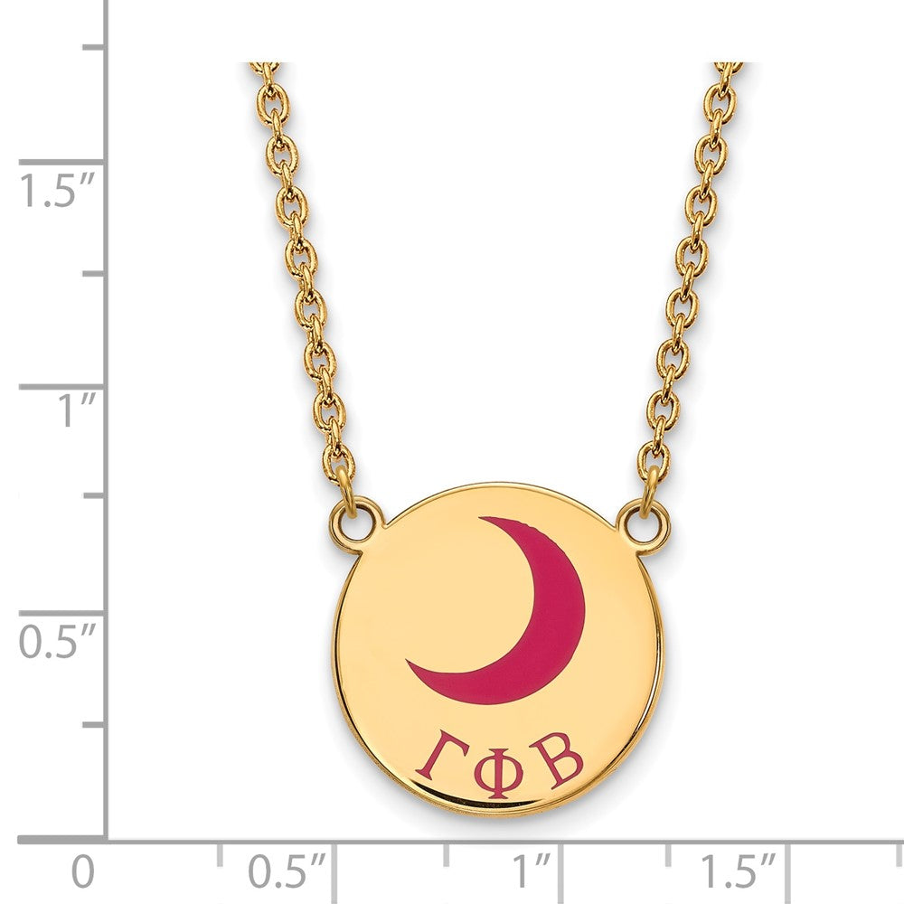 Vergoldet Sterlingsilber Logoart Gamma Phi Beta Sorority Symbol Groß Farbe Emaille Anhänger 18 Zoll Halskette
