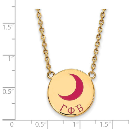Vergoldet Sterlingsilber Logoart Gamma Phi Beta Sorority Symbol Groß Farbe Emaille Anhänger 18 Zoll Halskette