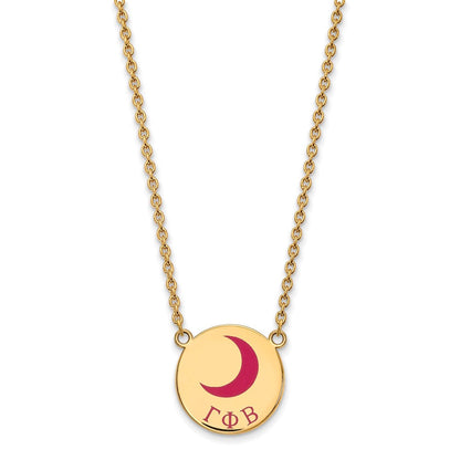 Vergoldet Sterlingsilber Logoart Gamma Phi Beta Sorority Symbol Groß Farbe Emaille Anhänger 18 Zoll Halskette