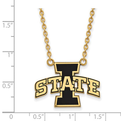 Vergoldet Sterlingsilber Logoart Iowa State University Groß Emailliert Anhänger 18 Zoll Halskette