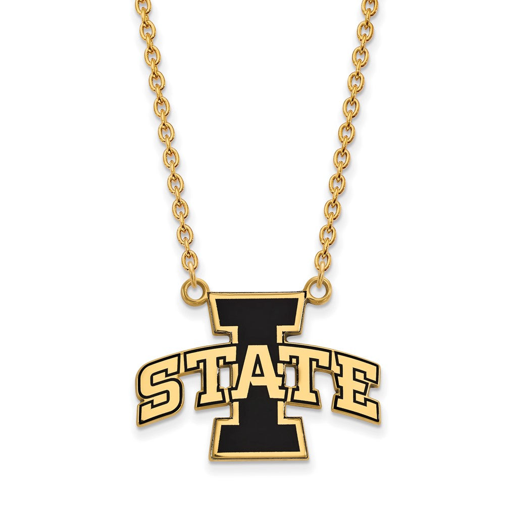 Vergoldet Sterlingsilber Logoart Iowa State University Groß Emailliert Anhänger 18 Zoll Halskette