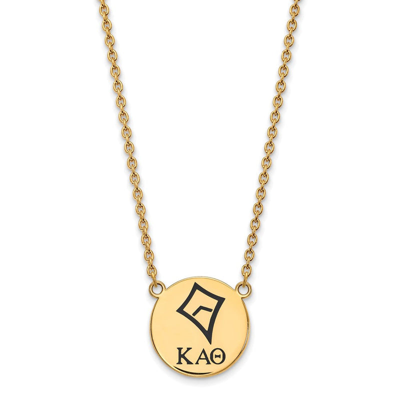 Vergoldet Sterlingsilber Logoart Kappa Alpha Theta Sorority Symbol Groß Farbe Emaille Anhänger 18 Zoll Halskette