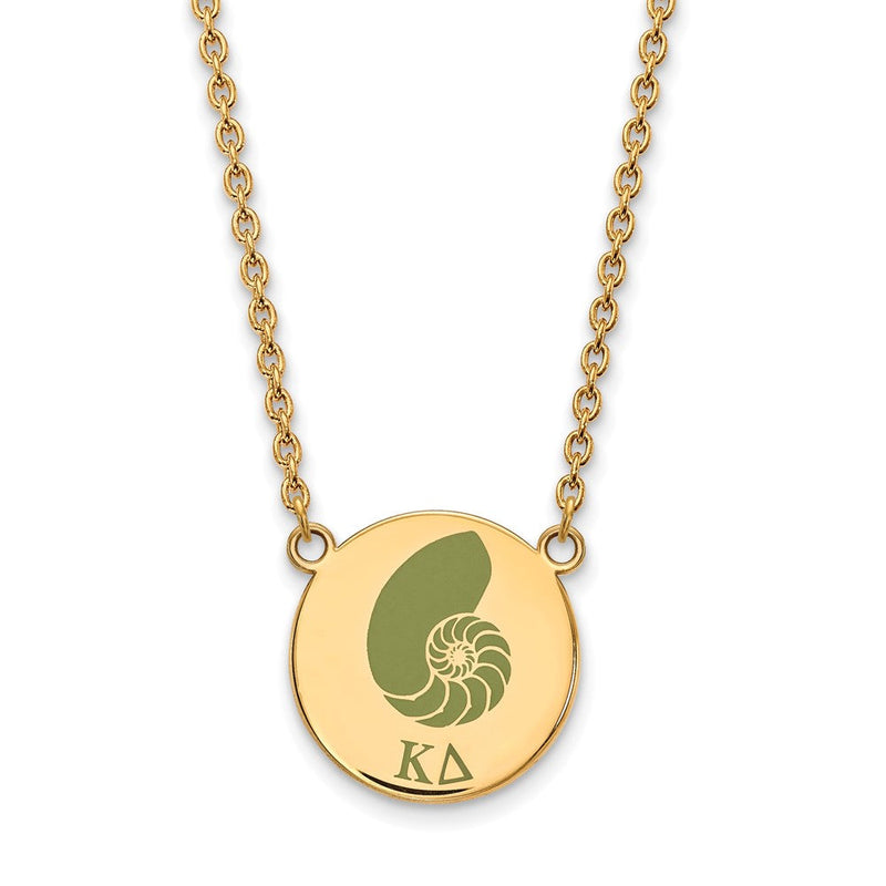 Vergoldet Sterlingsilber Logoart Kappa Delta Sorority Symbol Groß Farbe Emaille Anhänger 18 Zoll Halskette