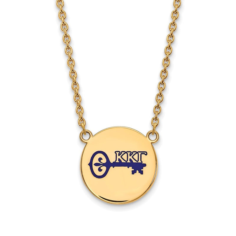 Vergoldet Sterlingsilber Logoart Kappa Gamma Sorority Symbol Groß Farbe Emaille Anhänger 18 Zoll Halskette