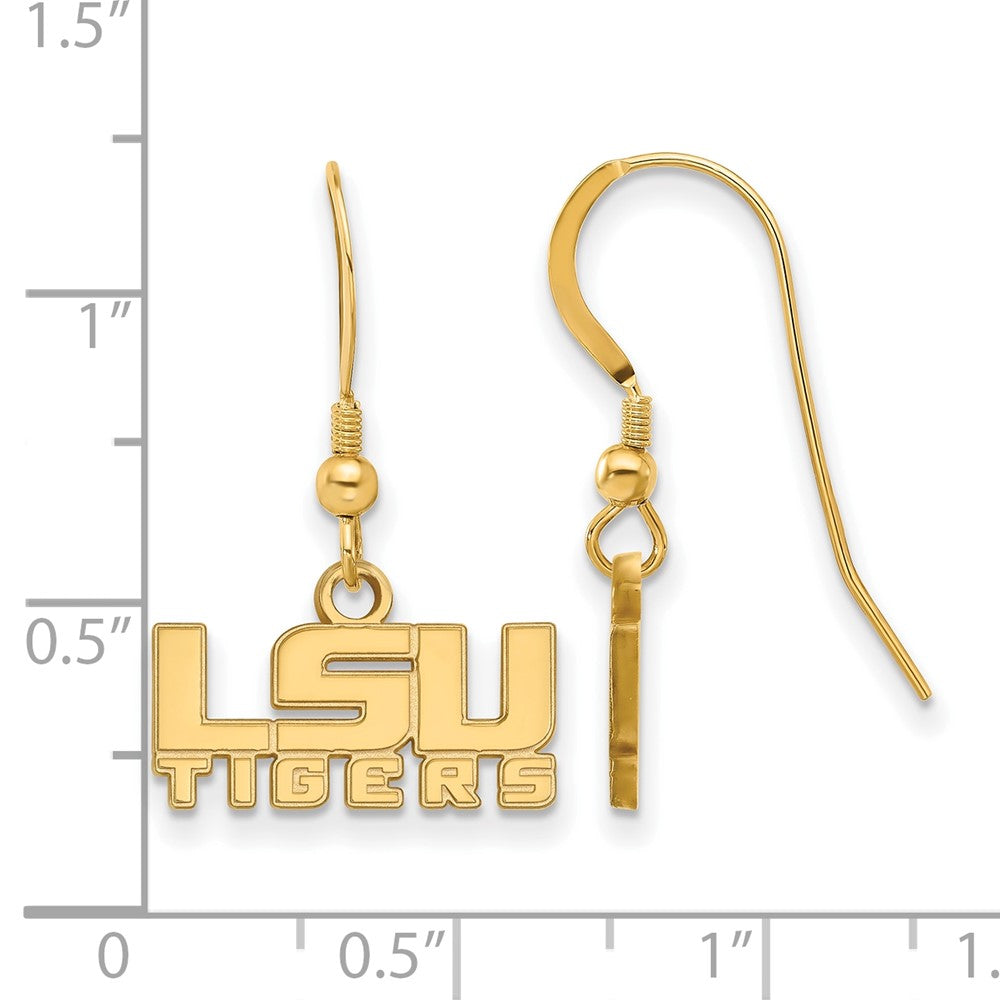 Vergoldet Sterlingsilber Logoart Louisiana State University L S U Tigers Extra Klein Hängend Draht Ohrringe