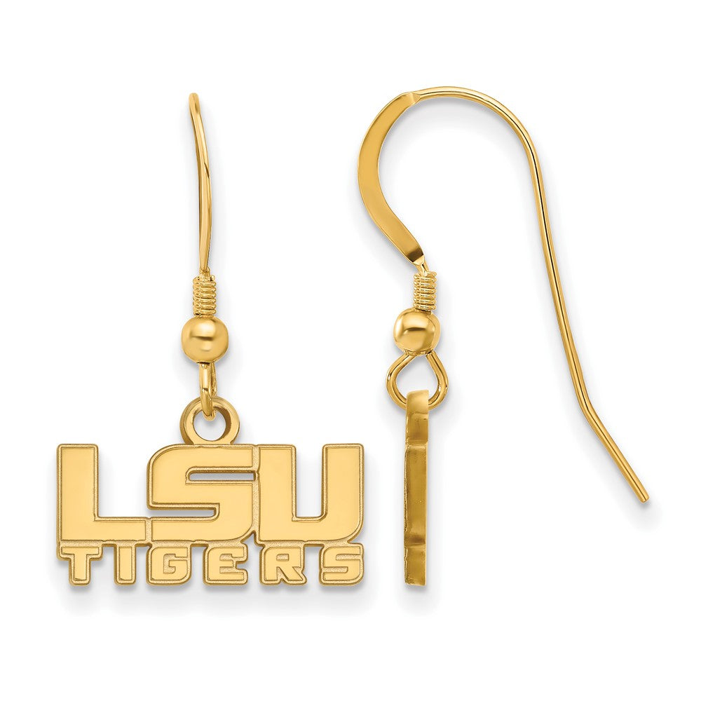 Vergoldet Sterlingsilber Logoart Louisiana State University L S U Tigers Extra Klein Hängend Draht Ohrringe