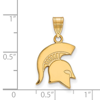 Vergoldet Sterlingsilber Logoart Michigan State University Spartan Mittel Anhänger