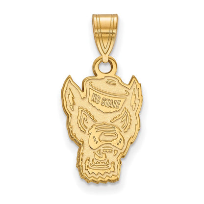 Vergoldet Sterlingsilber Logoart North Carolina State University Wolf Mittel Anhänger