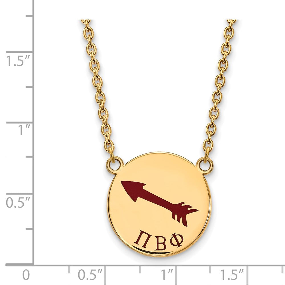 Vergoldet Sterlingsilber Logoart Pi Beta Phi Sorority Symbol Groß Farbe Emaille Anhänger 18 Zoll Halskette