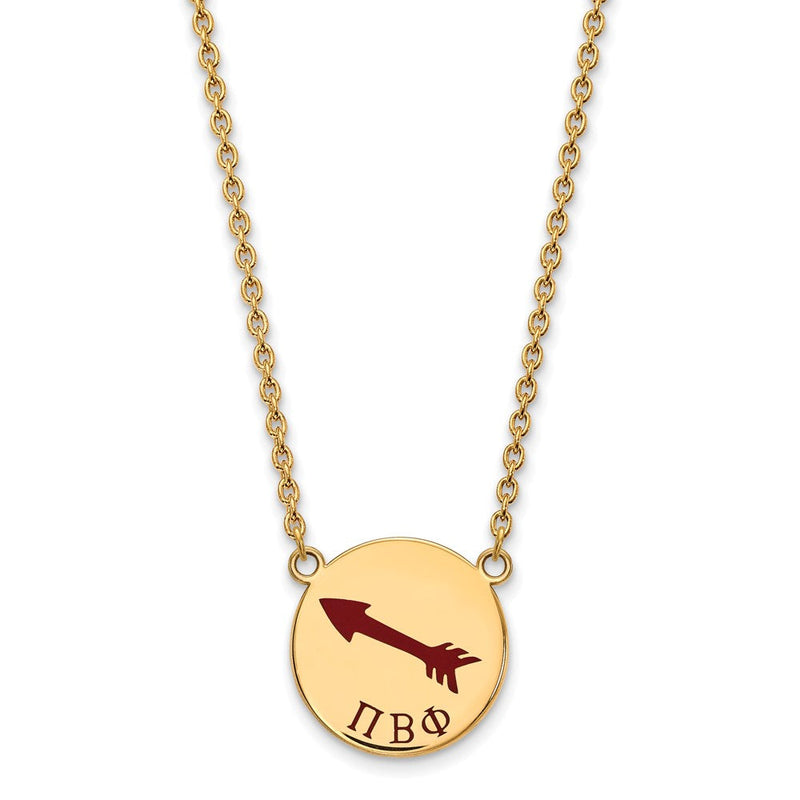 Vergoldet Sterlingsilber Logoart Pi Beta Phi Sorority Symbol Groß Farbe Emaille Anhänger 18 Zoll Halskette