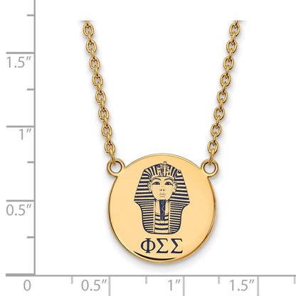 Vergoldet Sterlingsilber Logoart Phi Sigma Sorority Symbol Groß Farbe Emaille Anhänger 18 Zoll Halskette