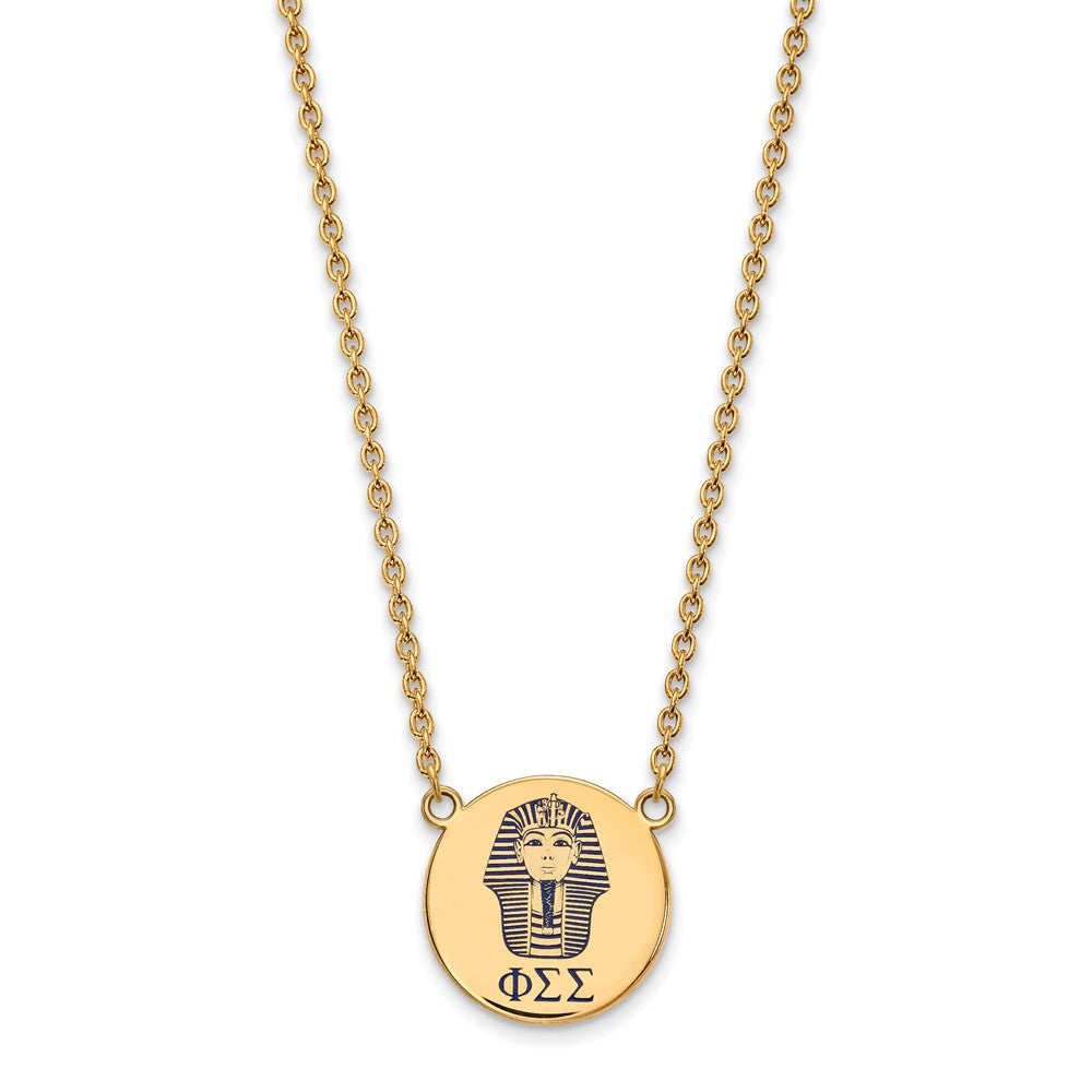 Vergoldet Sterlingsilber Logoart Phi Sigma Sorority Symbol Groß Farbe Emaille Anhänger 18 Zoll Halskette
