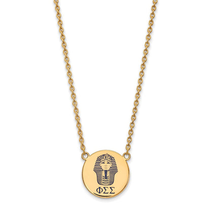 Vergoldet Sterlingsilber Logoart Phi Sigma Sorority Symbol Groß Farbe Emaille Anhänger 18 Zoll Halskette