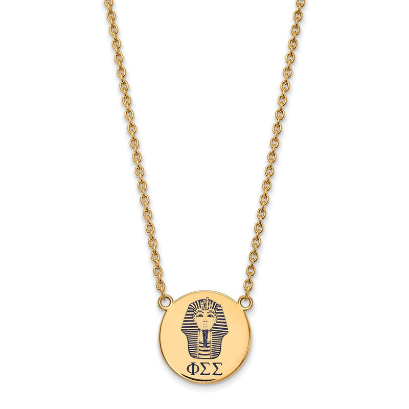 Vergoldet Sterlingsilber Logoart Phi Sigma Sorority Symbol Groß Farbe Emaille Anhänger 18 Zoll Halskette
