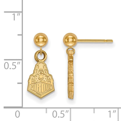 14K Gelbgold Logoart Purdue University Boilermakers Zug Logo Hängend Kugel Ohrstecker
