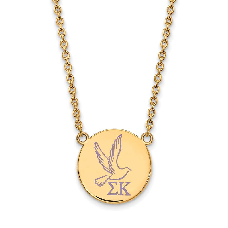 Vergoldet Sterlingsilber Logoart Sigma Kappa Sorority Symbol Groß Farbe Emaille Anhänger 18 Zoll Halskette