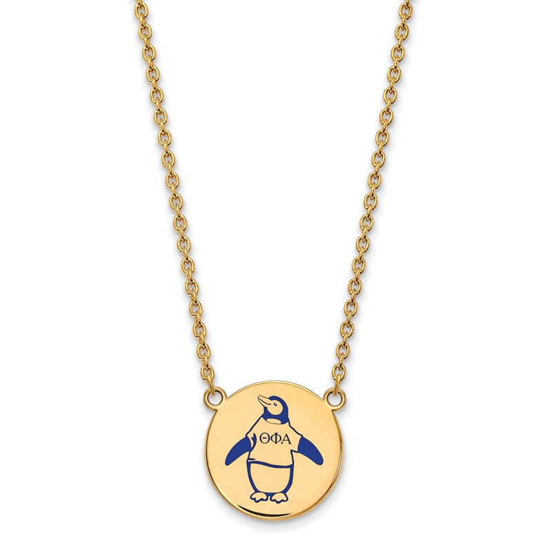 Vergoldet Sterlingsilber Logoart Theta Phi Alpha Sorority Symbol Groß Farbe Emaille Anhänger 18 Zoll Halskette
