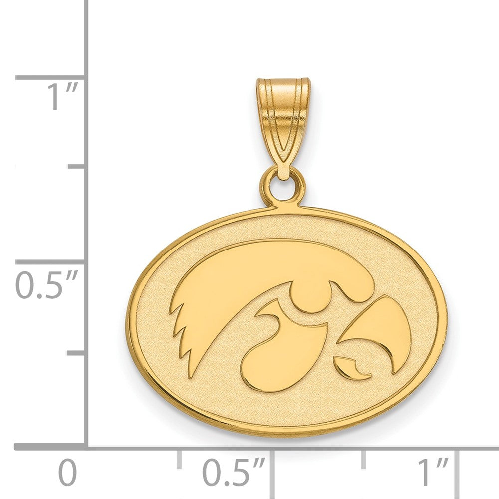 Vergoldet Sterlingsilber Logoart University Of Iowa Hawk Mittel Oval Anhänger