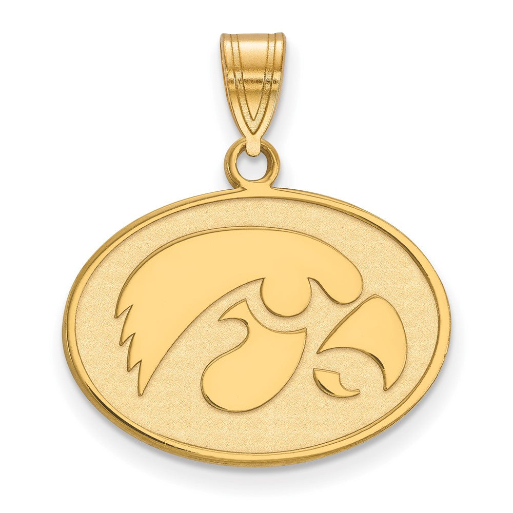 Vergoldet Sterlingsilber Logoart University Of Iowa Hawk Mittel Oval Anhänger