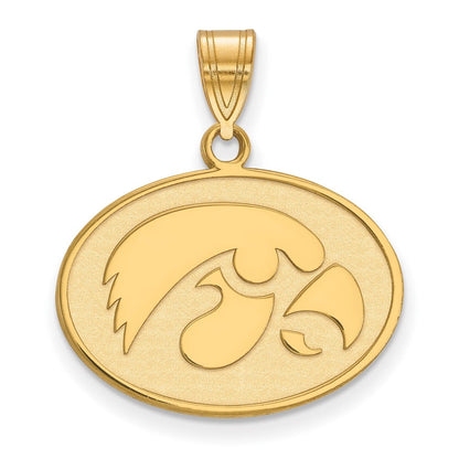 Vergoldet Sterlingsilber Logoart University Of Iowa Hawk Mittel Oval Anhänger