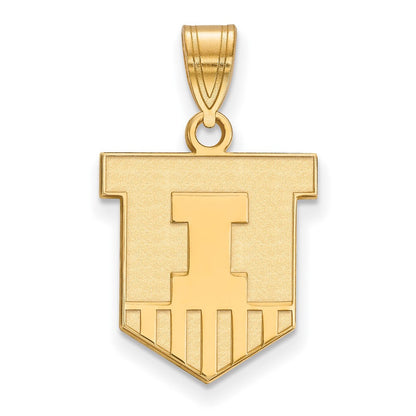 Vergoldet Sterlingsilber Logoart University Of Illinois Victory Abzeichen Mittel Anhänger