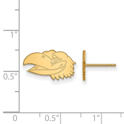 10K Gelbgold Logoart University Of Kansas Jayhawk Extra Klein Ohrstecker