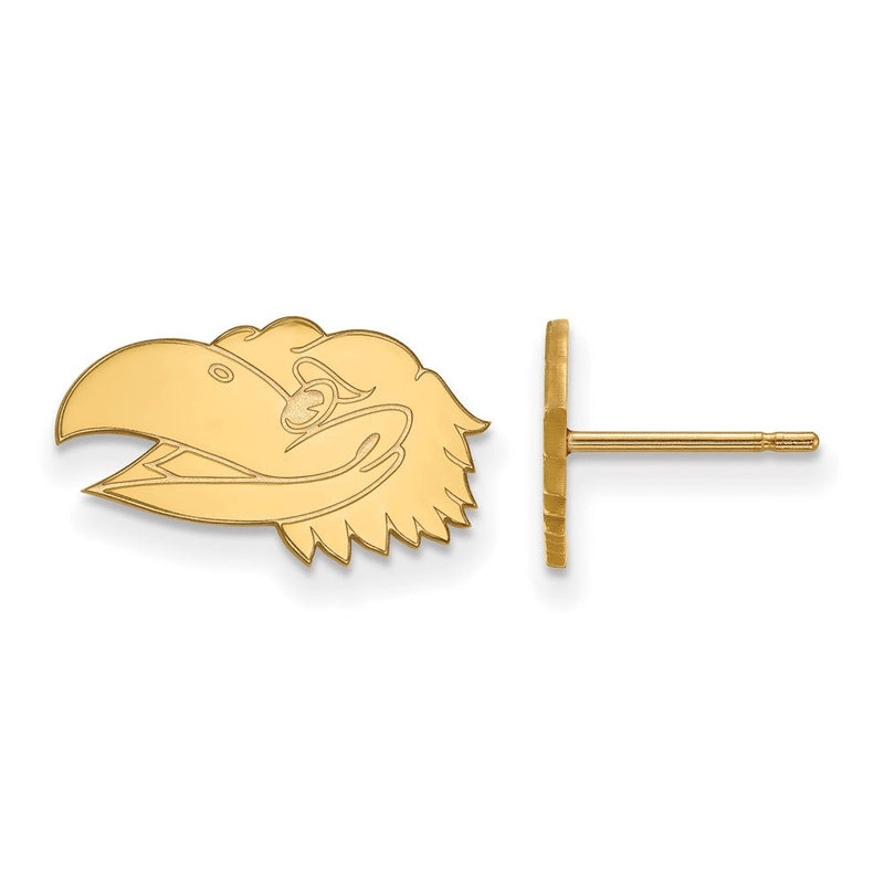 10K Gelbgold Logoart University Of Kansas Jayhawk Extra Klein Ohrstecker