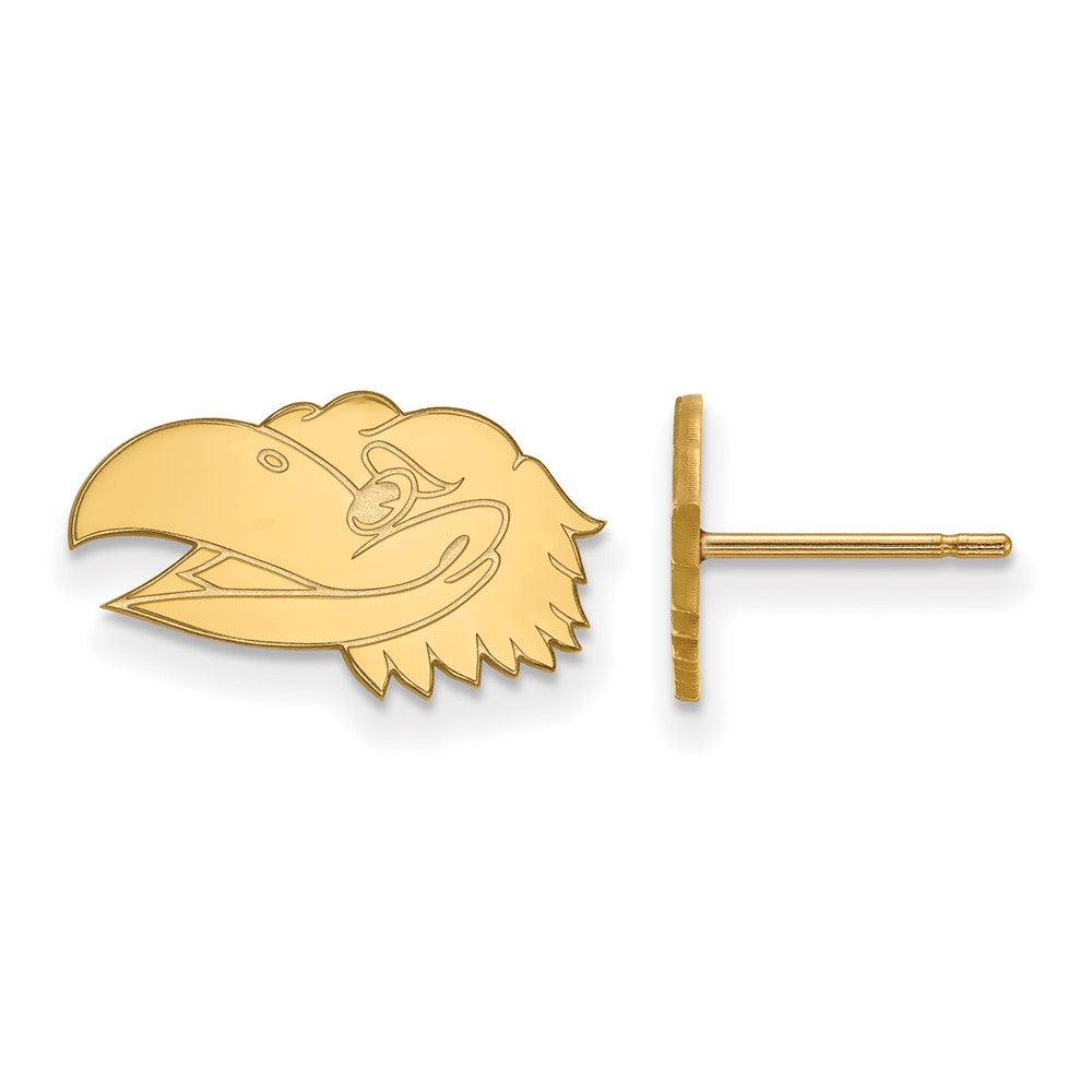Vergoldet Sterlingsilber Logoart University Of Kansas Jayhawk Extra Klein Ohrstecker