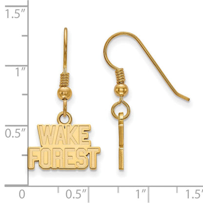Vergoldet Sterlingsilber Logoart Wake Forest University W F Extra Klein Hängend Draht Ohrringe