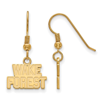 Vergoldet Sterlingsilber Logoart Wake Forest University W F Extra Klein Hängend Draht Ohrringe