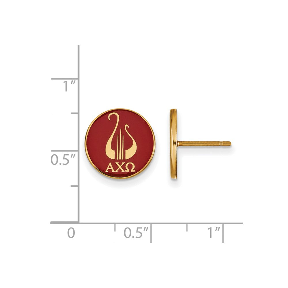 Vergoldet Sterlingsilber Logoart Alpha Chi Omega Sorority Symbol Farbe Emaille Ohrstecker