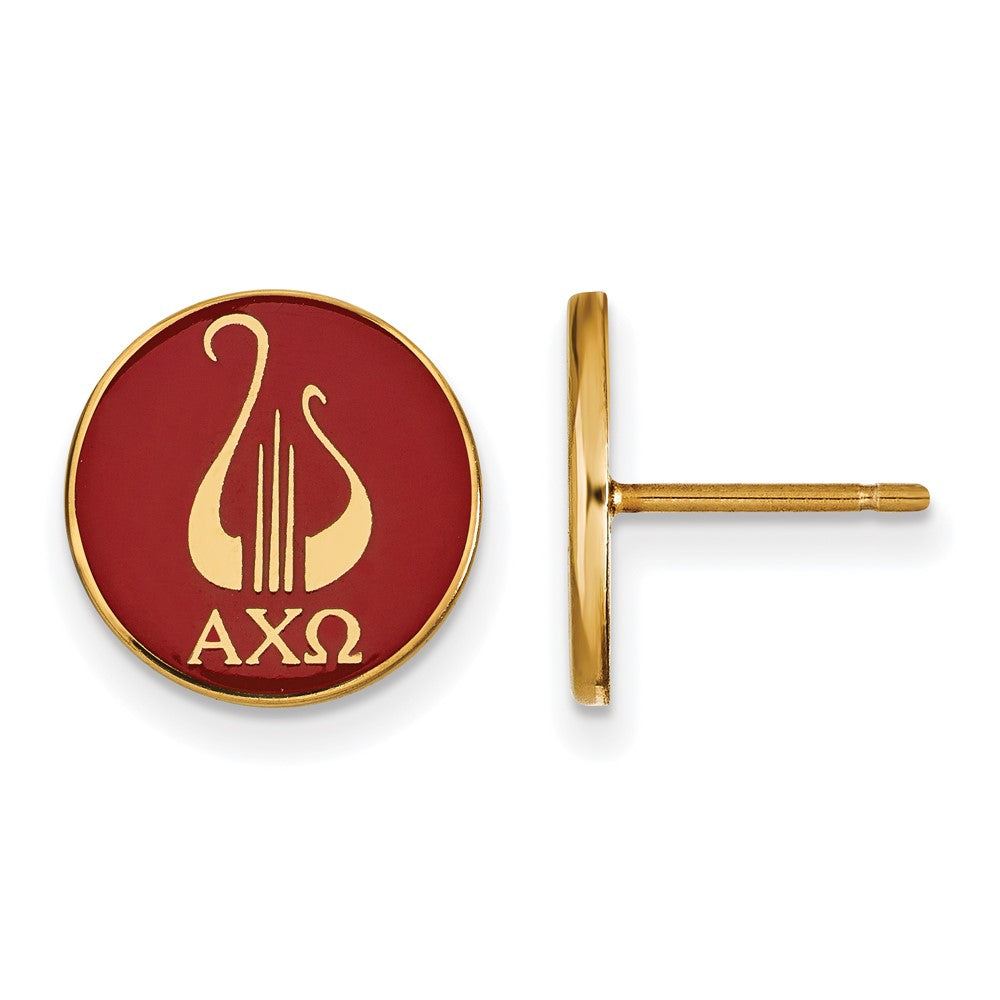 Vergoldet Sterlingsilber Logoart Alpha Chi Omega Sorority Symbol Farbe Emaille Ohrstecker